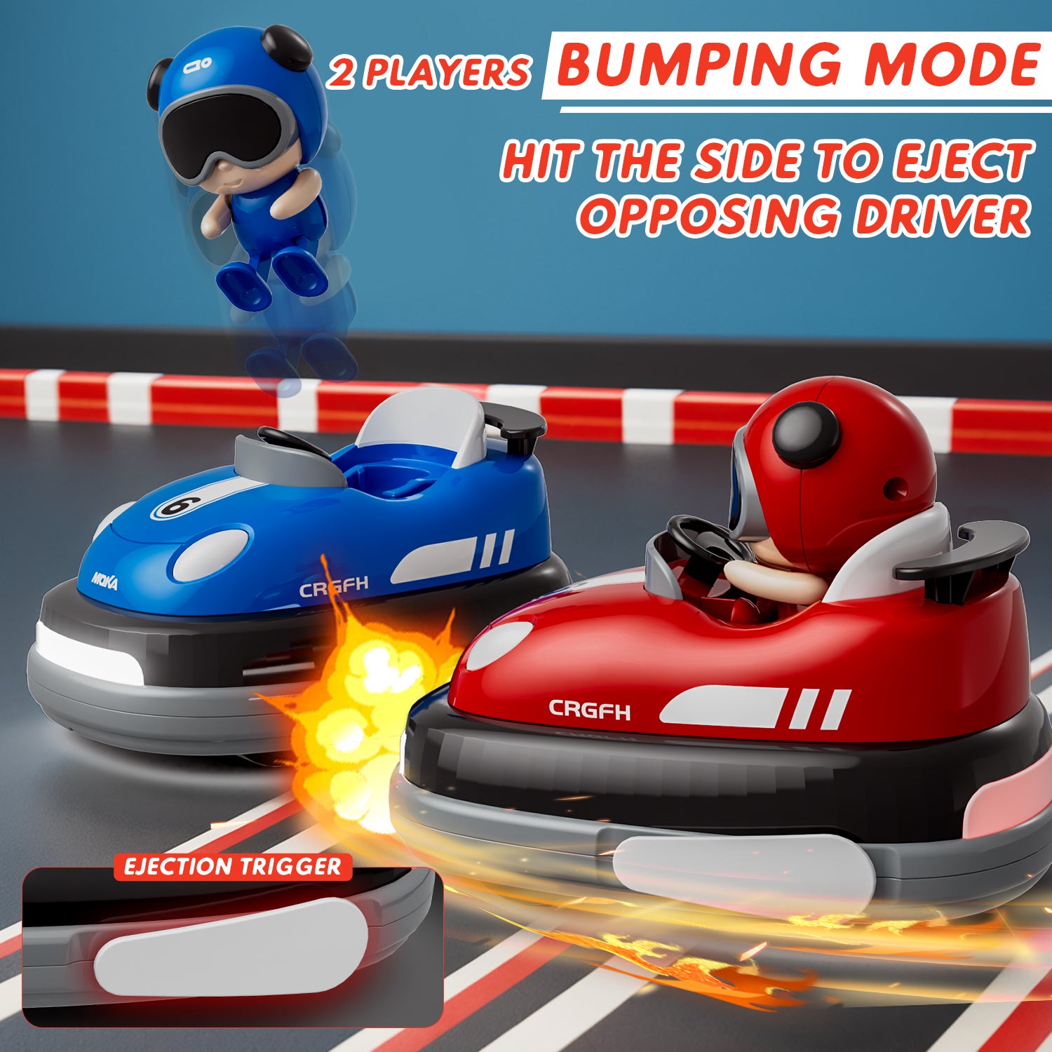 2-Player Battle 3-5 rc Car Toddler Boys Christmas Toy | Cartoon Remote Control Bumper Cars with Light & Sound – Racing Set (Drift + Collision Modes) | 360° Spinning | Rechargeable Kids’ Race Cars