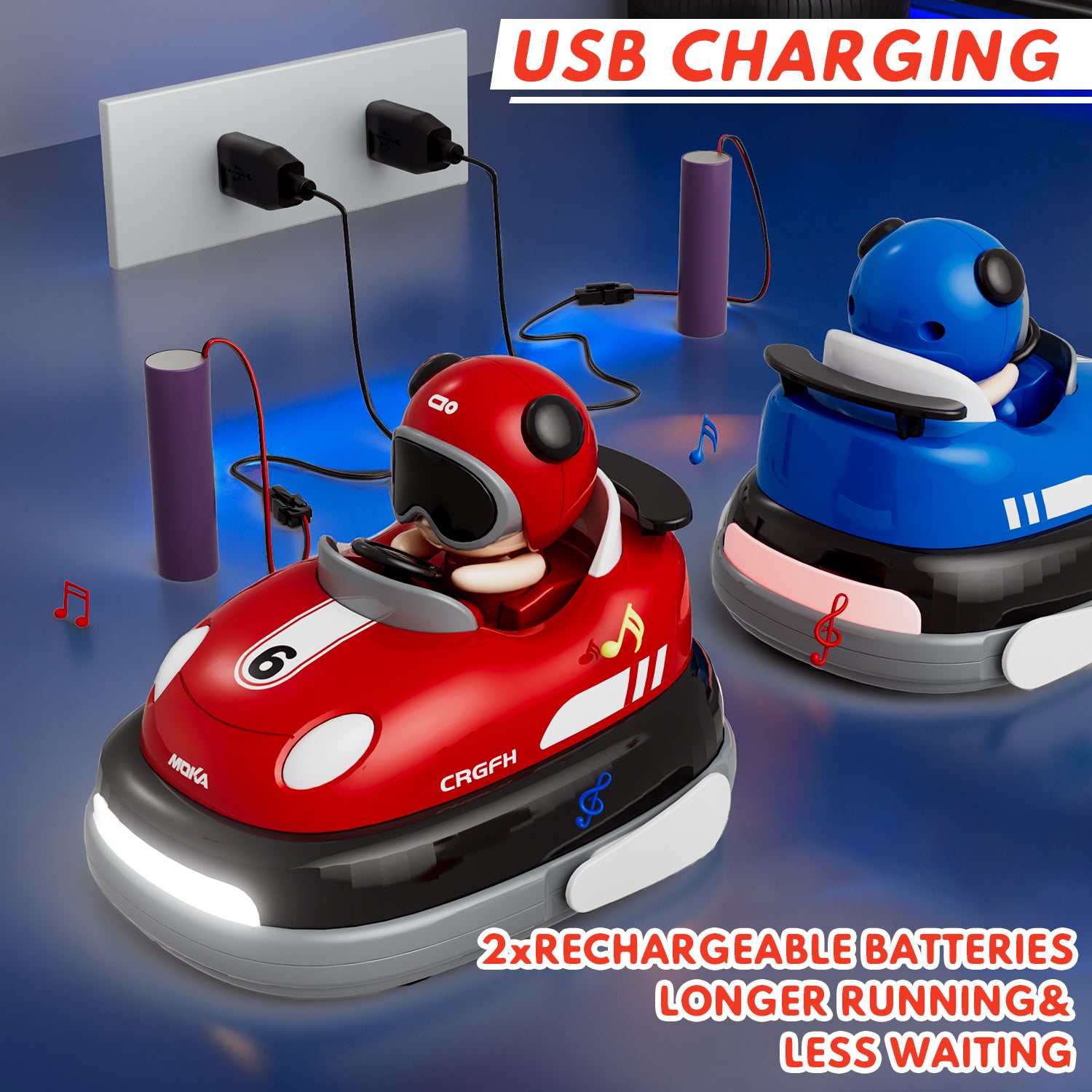 2-Player Battle 3-5 rc Car Toddler Boys Christmas Toy | Cartoon Remote Control Bumper Cars with Light & Sound – Racing Set (Drift + Collision Modes) | 360° Spinning | Rechargeable Kids’ Race Cars